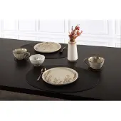 Ziczac Onderzetter TRUDO - Ovaal - Veganistisch leer – 33x45 cm – Beige