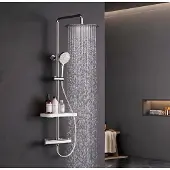 Dripio Douchesysteem met thermostaat, 30 cm regendouche, roestvrij staal, 3 straalpatronen