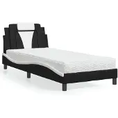 vidaXL Bed "Viana" met matras, zwart en wit, 90x190 cm, kunstleer
