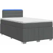 vidaXL Boxspringbed met matras, donkergrijs, 120 x 190 cm, gestoffeerd