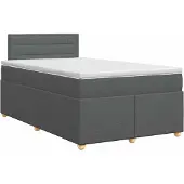 vidaXL Boxspringbed met matras Donkergrijs 120 x 190 cm Stof