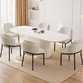 Sonstiges Eetkamerset met tafel en 6 stoelen, Scandinavisch design, wit, 220 cm