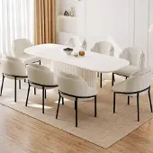 Sonstiges Eetkamerset met tafel en 8 stoelen, Scandinavisch design, wit, 220 cm