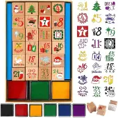 Dripio Houten stempel adventskalender 1-24, 6 stuks, knutselset voor zelf maken