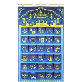 Dripio Stoffen adventskalender, Ramadan Mubarak, 30 vakken, blauw/goud, 10x10 cm