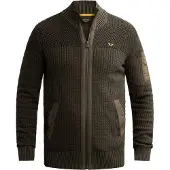 PME Legend Gebreid vest 'Cardigan with zipper closure and flight pocket' donkergroen