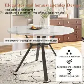 Selius Eettafel - Rond Marmerlook - Met Zwarte X-poot - Metaal