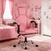 Selius Gamingstoel – Ergonomische Gamestoel met Verstelbare Hoogte en PolyurethanLeren Bekleding – Roze