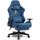 Selius Ergonomische gamestoel met verstelbare armleuningen en voetensteun in stijlvol blauw kunstleer