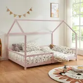 Selius Kinderbed – Kinderbedden – Eenpersoonsbed – Huisbed – Kinderbedframe – Valbeveiliging – Dennenhouten Frame