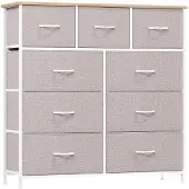 Somdot Kledingkast met 9 lades, asgrijs, 100x99x30 cm