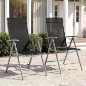 Clevich tuinstoelen, aluminium, set van 2, tuinstoelen met hoge rugleuning, inklapbaar