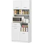 HOMCOM keukenkast, hoge kast met verstelbare planken, lade voor de keuken