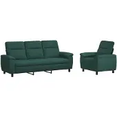 vidaXL Bankstel 2 pcs Donkergroen Stof