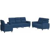 vidaXL Bankstel 3 pcs Blauw Stof