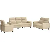 vidaXL Bankstel 3 pcs Crèmekleurig Stof