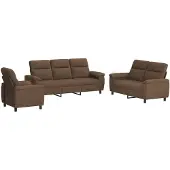 vidaXL Bankstel 3 pcs Bruin Stof