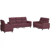 vidaXL Bankstel 3 pcs Paars Stof