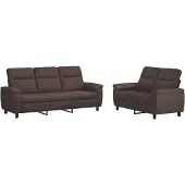 vidaXL Bankstel 2 pcs Donkerbruin Stof