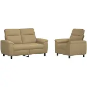 vidaXL Bankstel 2 pcs Lichtbruin Stof