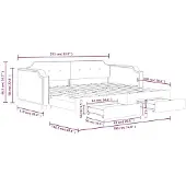 vidaXL Dagbed met uittrekbare lade, lichtgrijs, 100x190 cm, met stoffen bekleding