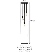 Atmooz Basra vloerlamp – E27 – Vloerlamp – Tafel-/staande lamp – Woonkamer – Zwart – Hoogte 160 cm – Metaal