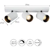 Atmooz Deckenstrahler Nuo 3 – GU10 – Inbouwspots voor het plafond – 3 lichtbronnen – Wit – Geschikt voor slaapkamer/woonkamer – Industrieel design – Hoogte 12 cm – Metaal