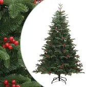 Selius Kunstkerstboom 180 cm met dennenappels en bessen en scharniersysteem