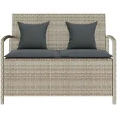 vidaXL Tuinbank met kussen poly rattan lichtgrijs