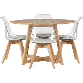 Ebuy24 Yakidon eethoek eettafel met uitschuifbare functie bruin 4 stoelen kunststof naturel.