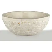 Teakea Oblique opbouwwaskom marmer rond Ø40 cm wit machinaal gepolijst