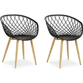 Homestyle4u Tuinstoel met armleuningen, set van 2. Zwarte tuinstoelen, geschikt voor balkon, terras en tuin. Kunststof stoelen, ook geschikt als keukentool. Buitenstoelen