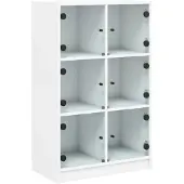 vidaXL hoge kast met deuren, wit, 68x37x109 cm, van houtvezel