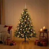 Syfax Kunstkerstboom met kerstballen, 120 cm, 150 LED-lampjes