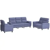 vidaXL Bankstel 3 pcs Jeans Blauw Stof