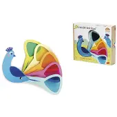 Tender Leaf Toys Tender Leaf Preschool: PAUWENKLEUREN 19,5x4,5x10,2cm, 5 staartveren met gekleurd acryl om de wereld in verschillende kleuren te zien, in hout, in doos 19,2x5x22cm, 18m+
