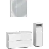 Vicco Badkamermeubelset Majest, Wit Hoogglans/Wit, 3-delig