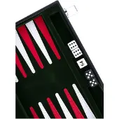 Longfield Backgammon 11 inch - Groen, Rood & Wit Gestikt Bord - Kunstlederen Koffer met Handvat - Engelhart