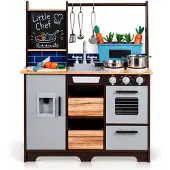 Rijoka Houten Speelkeuken Kinderkeuken met Krijtbord en Kookgereedschap