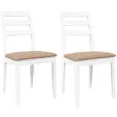 vidaXL Eetkamerstoelen met kussens 2 st massief hout rubber wit