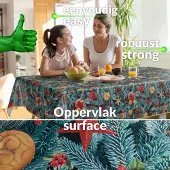 ANRO Tafelkleed Kerst Dennentakken Blauw 260x140cm Met sierband Afwasbaar Waterafstotend