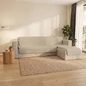 Merkloos Reversible Peninsula Quilted Sofa Cover in Crème, 240 cm