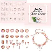 Merkloos Adventskalender met 24 Sieraden en Armband in Roze Goud