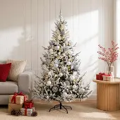 Syfax Kunstkerstboom met kerstballen, 150 cm, 150 LED-lampjes
