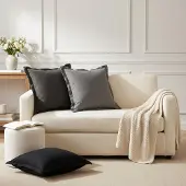 vidaXL Kussen met kussen HOUTEN 2 st Zwart Faux Linnen