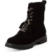 Tamaris leren enkellaarsjes voor dames 1-25284-47-001, veterlaarsjes, zwart