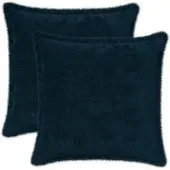 vidaXL Kussensloop 2 st HOUTEN Marineblauw 35 x 35 cm Nep Konijnenbont