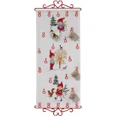 OEM Steekwerk-set voor een adventskalender, 25x55 cm, met telpatroon, katoen