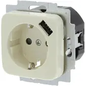 Busch-Jaeger SI Inbouw Wandcontactdoos USB - 1-voudig - Randaarde - Crème