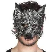 Boland Halfmasker wolf luxe (zilver)